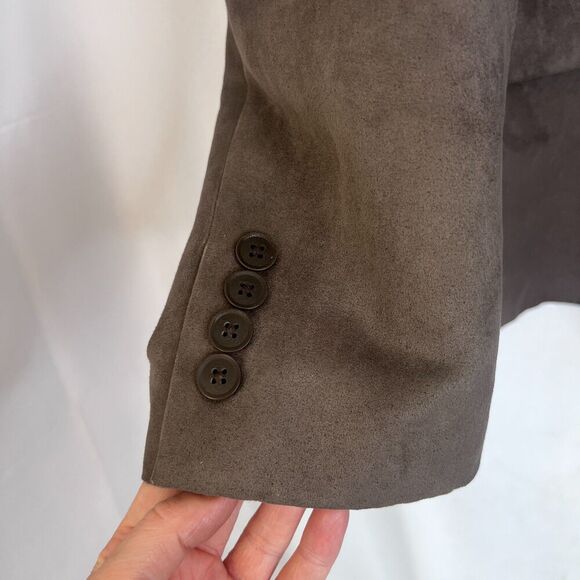 Michael Strahan NWT Brown Faux Suede Suit Coat Blazer Single Breasted Size 46S - Picture 7 of 11